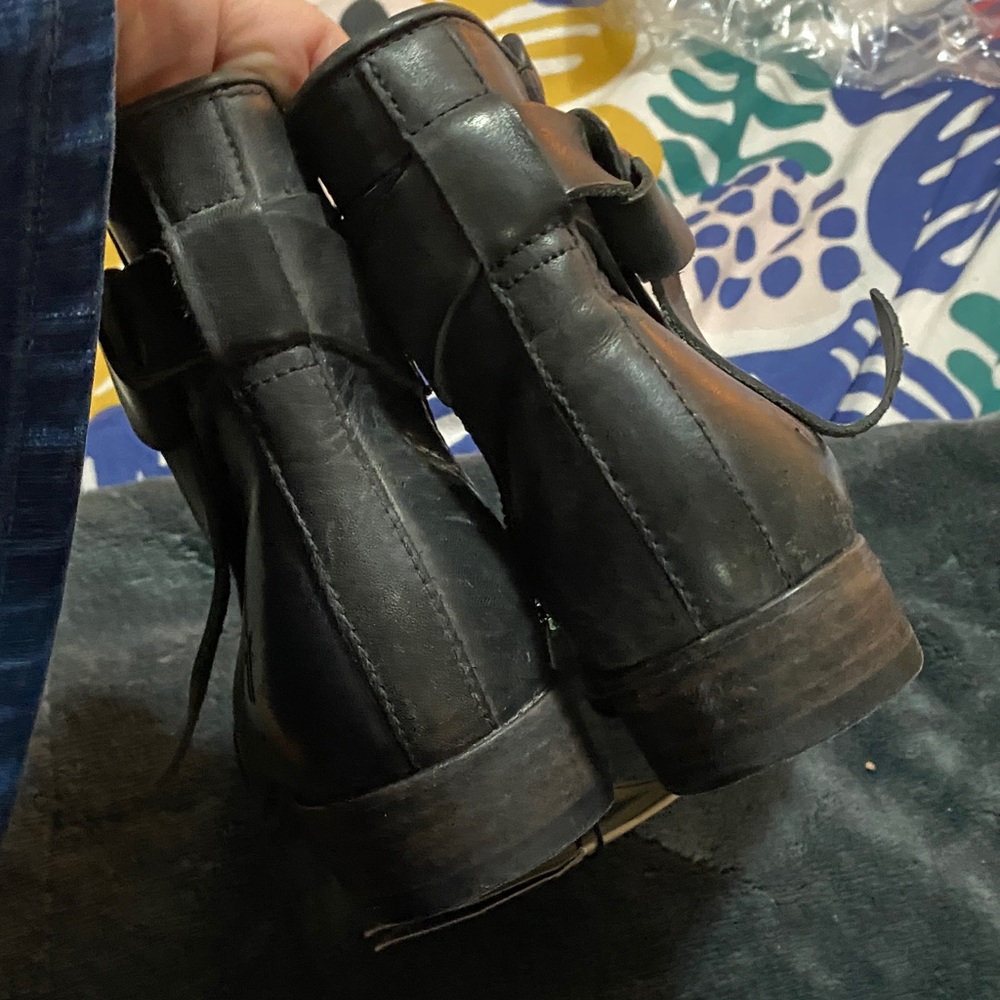 Frye Black Leather Boots with Zipper - Picture 4 of 5